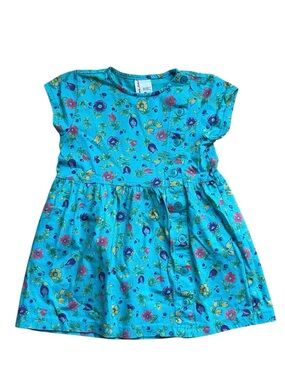 Hanna Andersson Floral Button-Front Cap Sleeve Dress Sz 100 4T